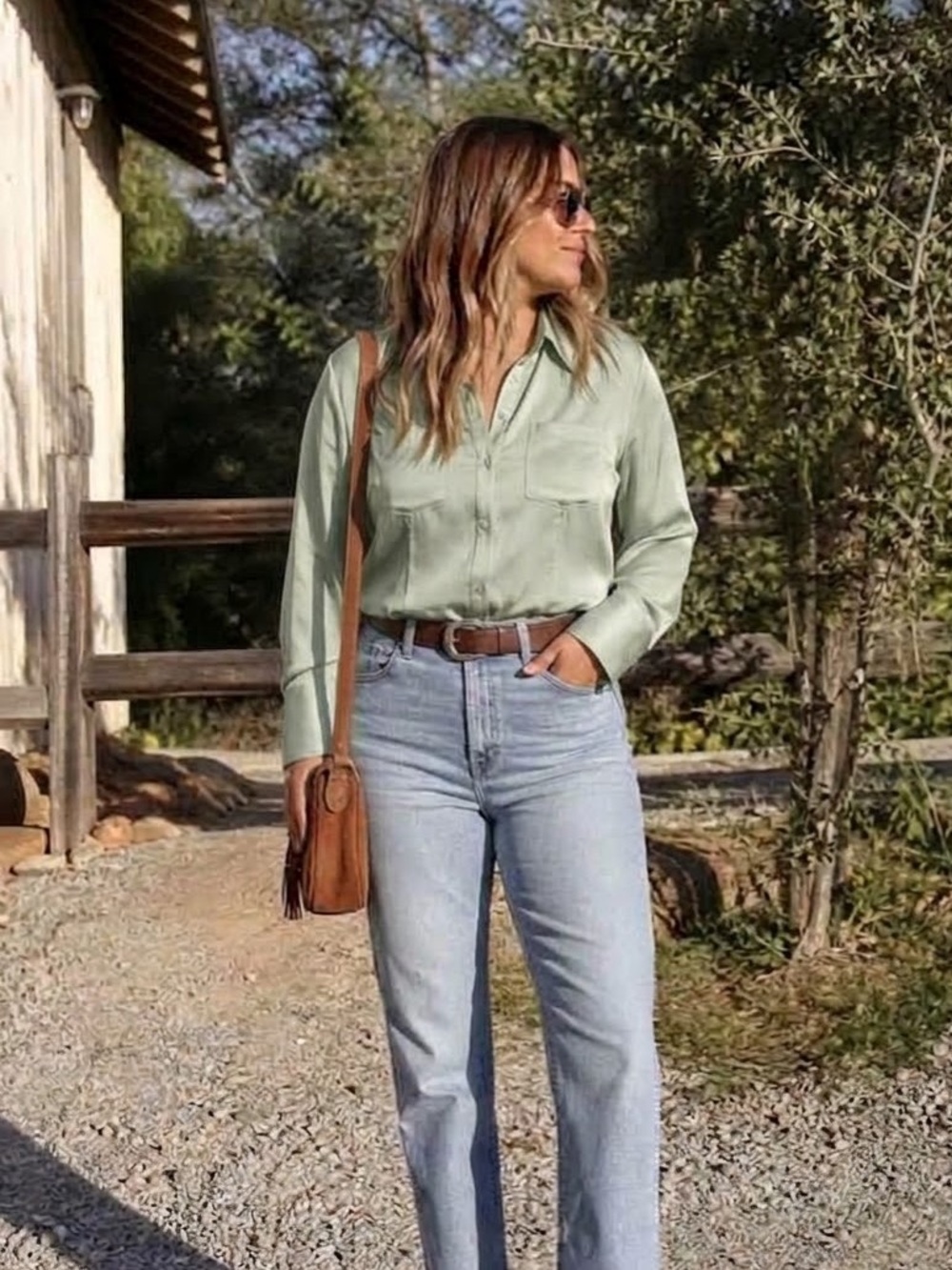 Levi’s Rilynn Silky  Shirt in Meadow Mist - Size XL Western Rodeo